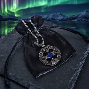 Keltisches Kreuz - Nordlicht-Anhänger Amulett Halskette – Bild 1